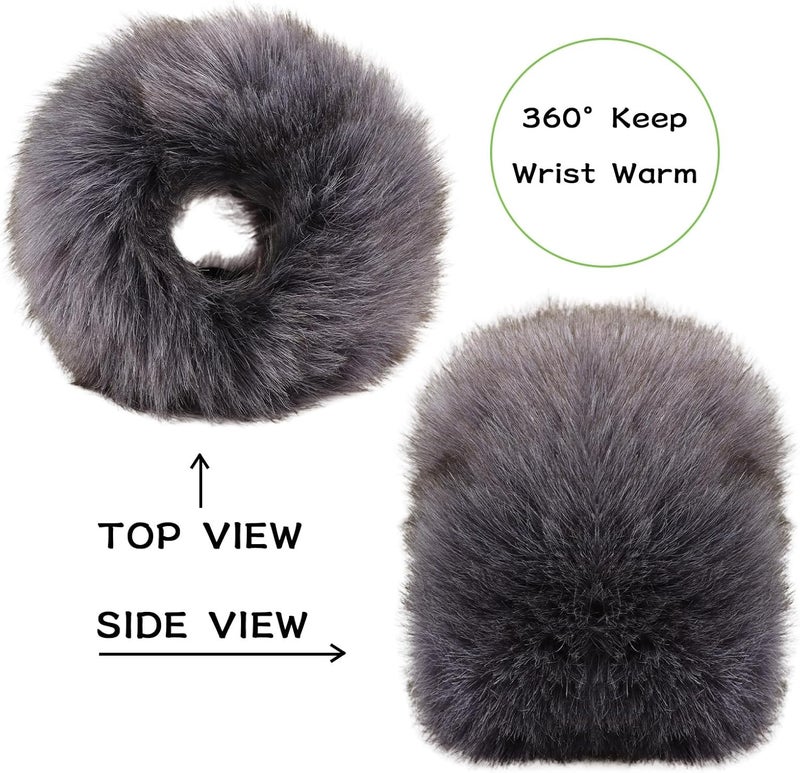 Peecabe Winter Women Fuzzy Arm Warmers Girls Faux Fur Short Wrist Cuffs Fluffy Soft Wrist Cover Ankle Warmer - Image 5